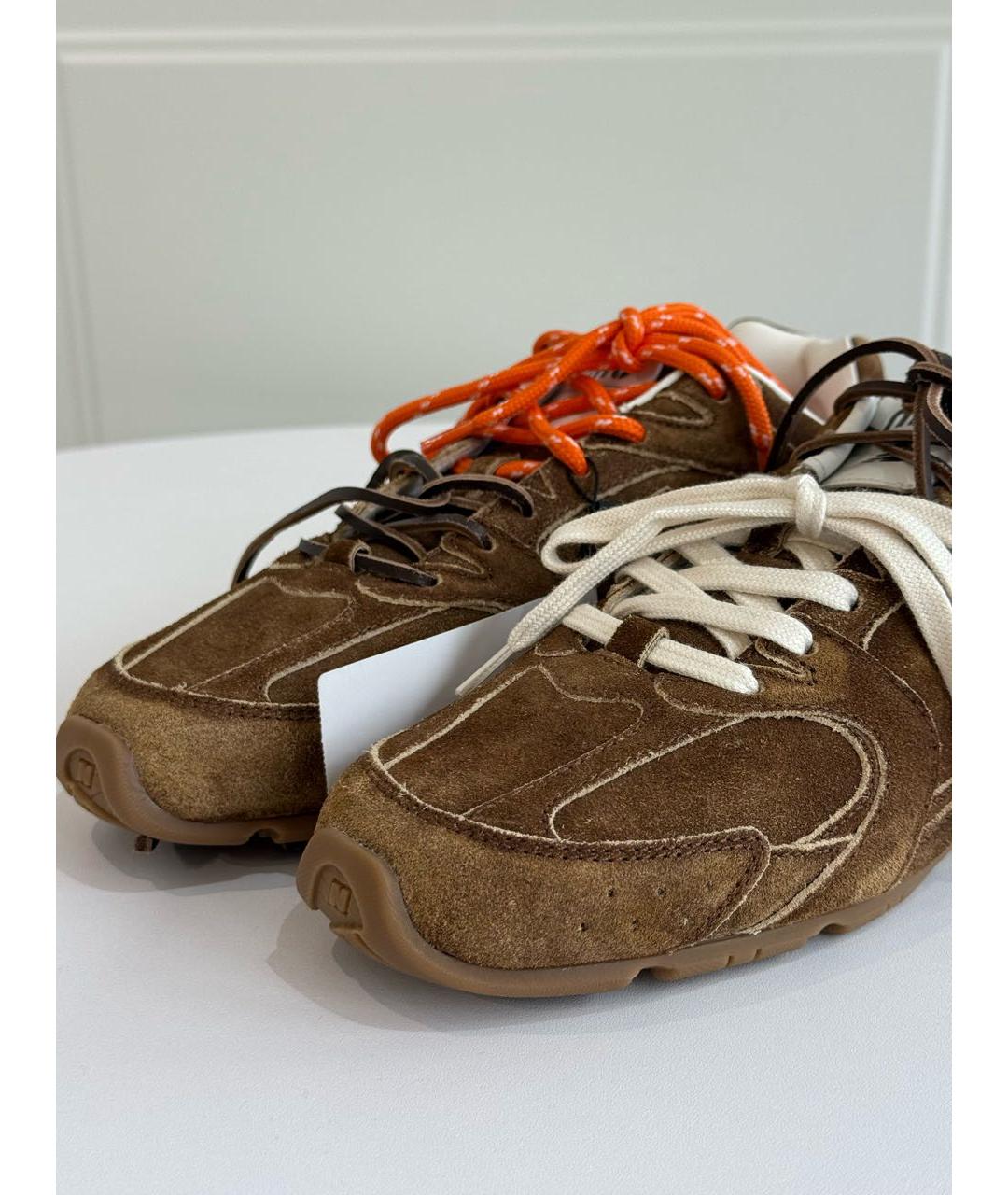 MIU MIU Коричневые замшевые кроссовки, фото 6