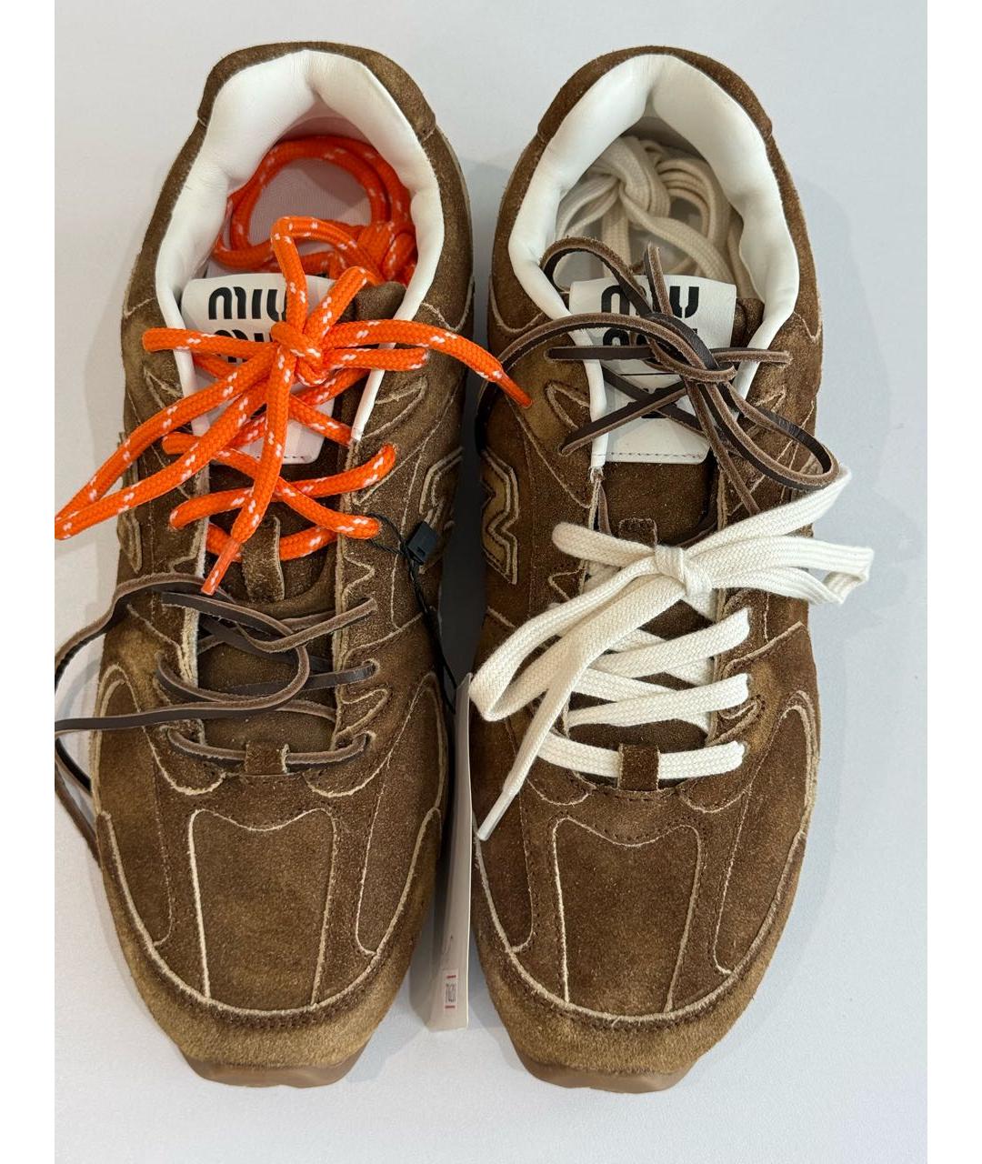 MIU MIU Коричневые замшевые кроссовки, фото 2