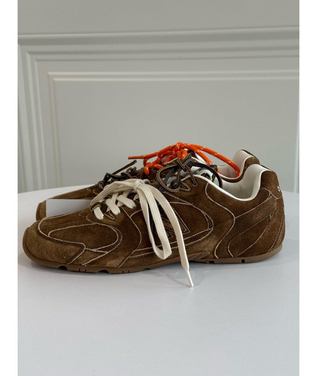MIU MIU Коричневые замшевые кроссовки, фото 7