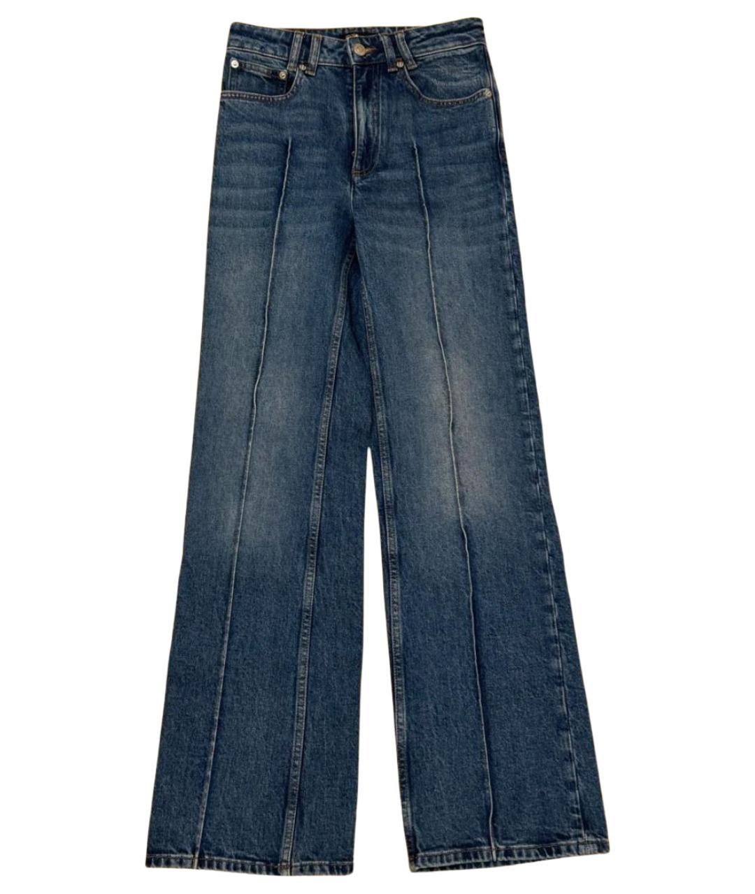 MAJE Синие хлопко-эластановые прямые джинсы, фото 1