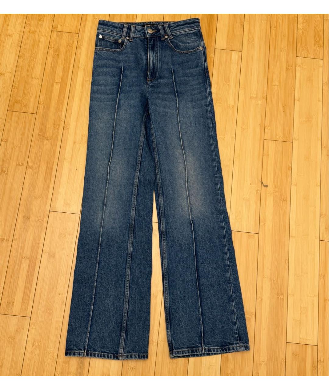 MAJE Синие хлопко-эластановые прямые джинсы, фото 5