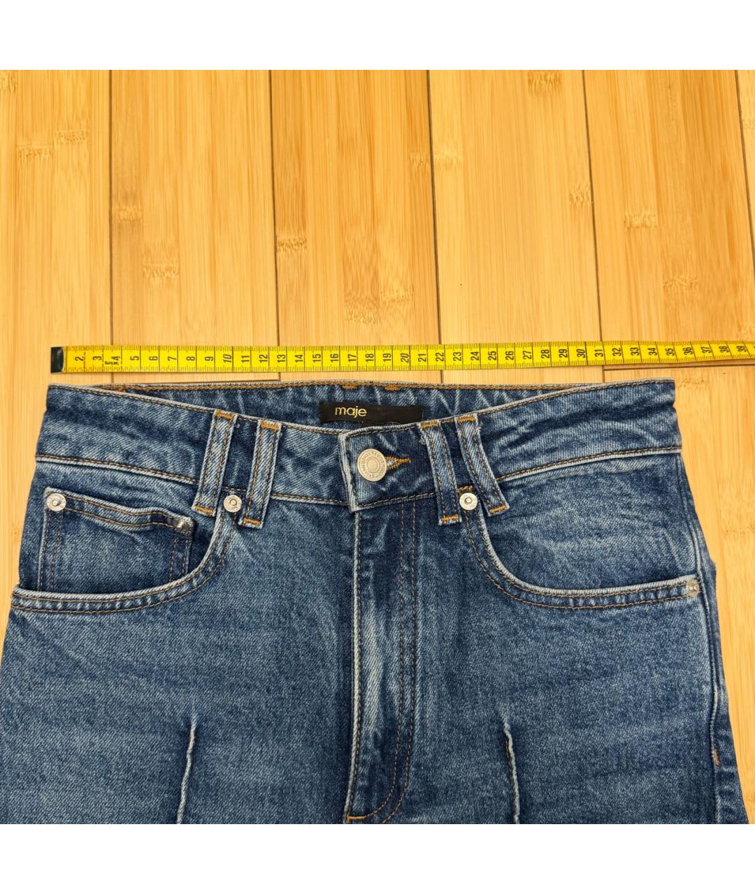 MAJE Синие хлопко-эластановые прямые джинсы, фото 4