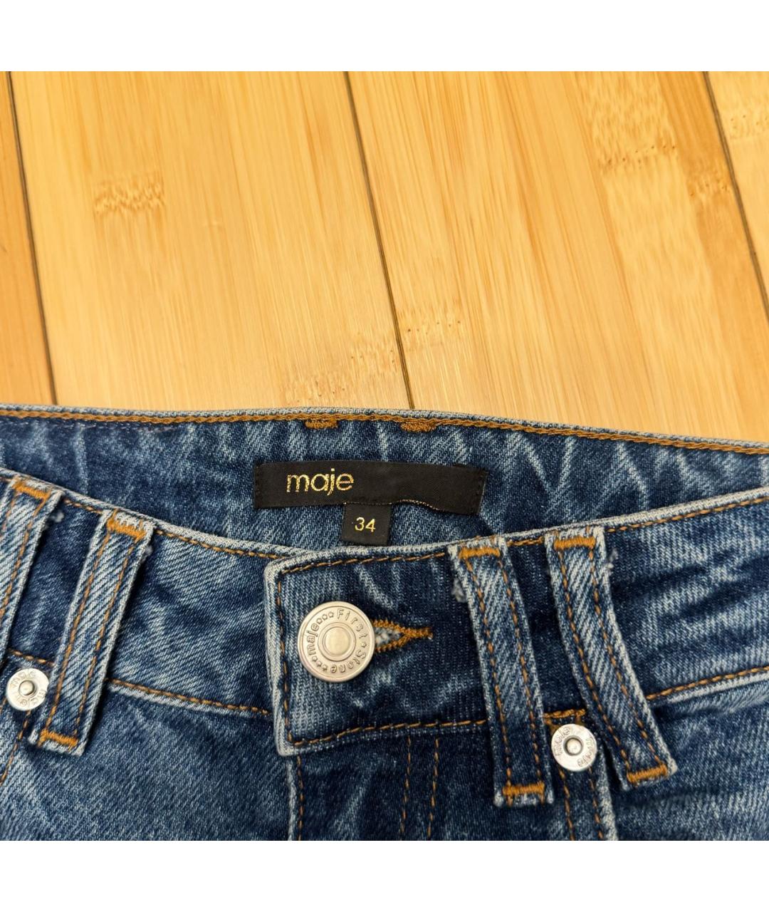 MAJE Синие хлопко-эластановые прямые джинсы, фото 3