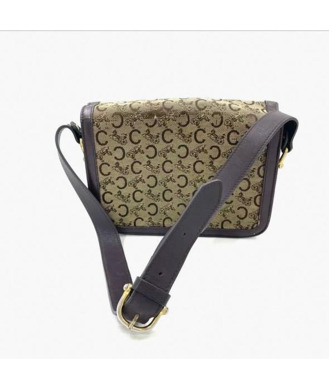 CELINE Коричневая жаккардовая сумка через плечо, фото 3