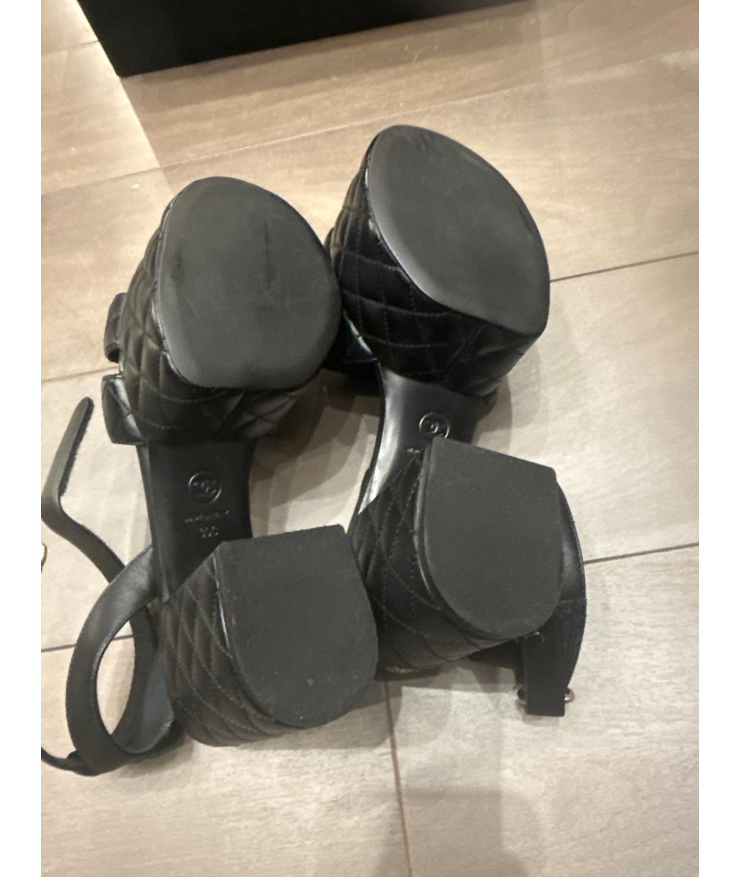 CHANEL Черные кожаные босоножки, фото 6