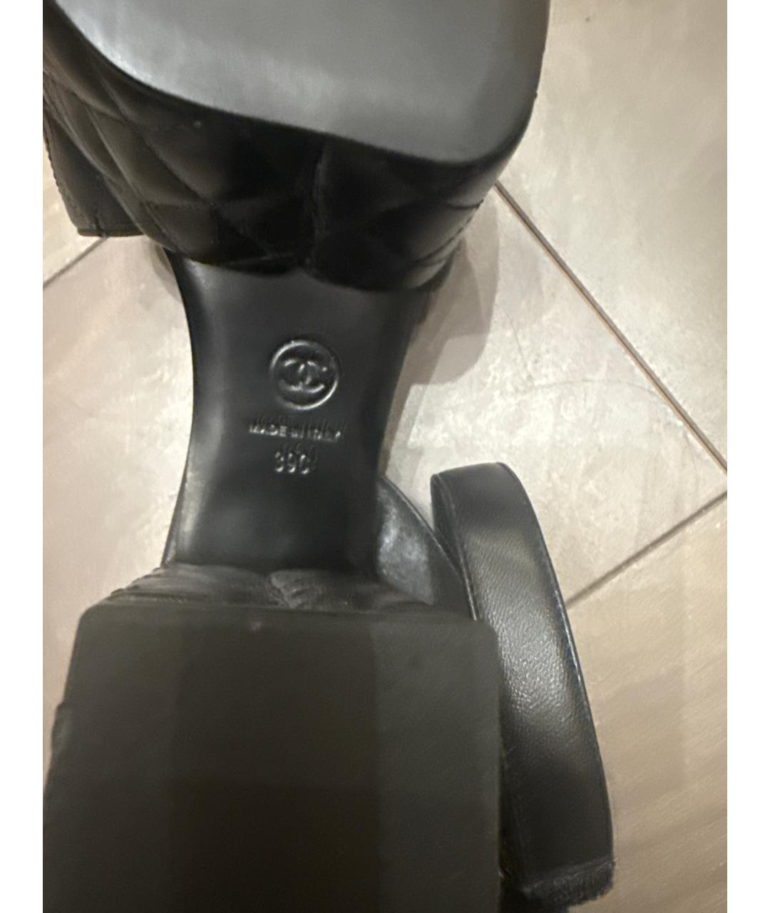CHANEL Черные кожаные босоножки, фото 7