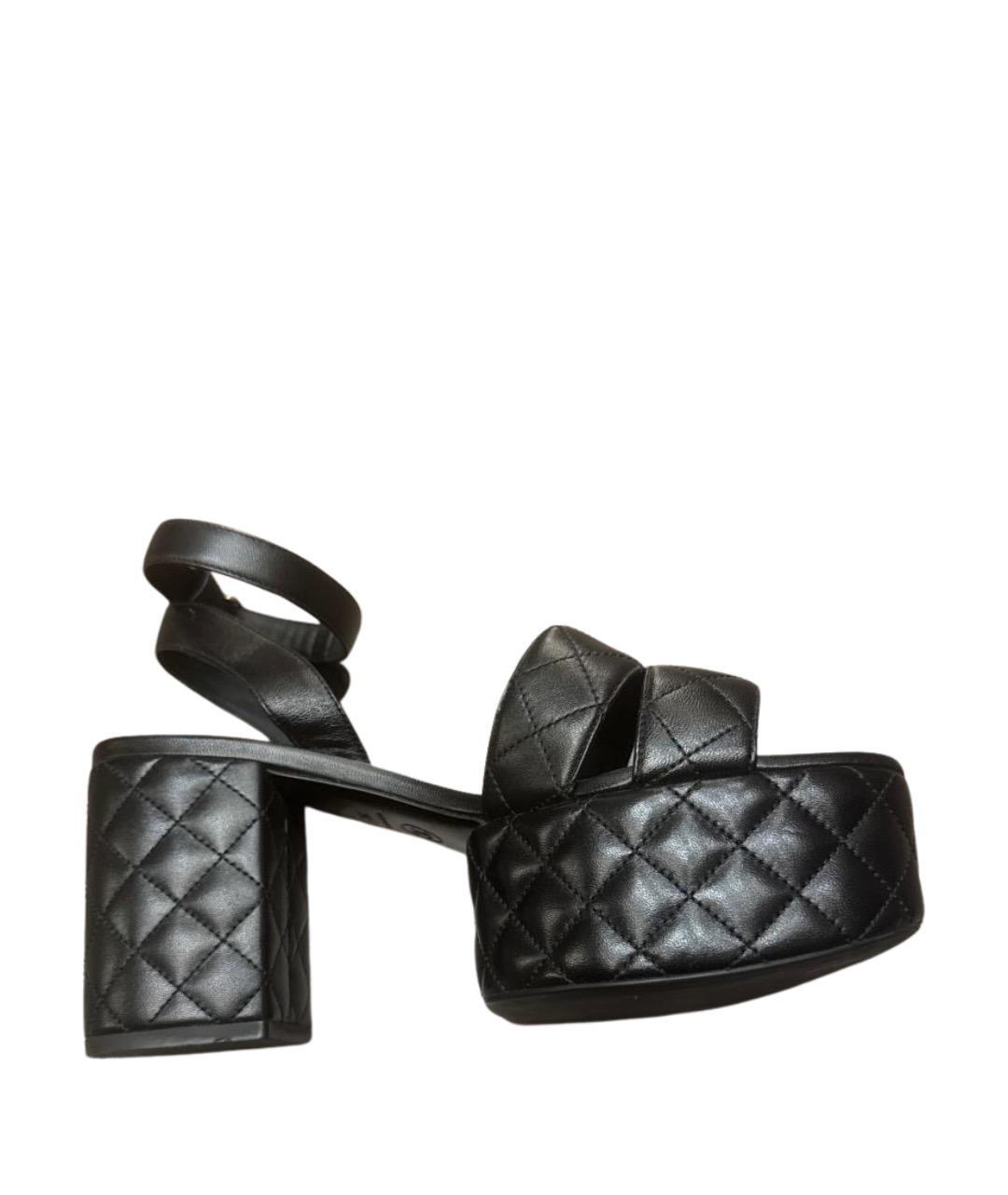 CHANEL Черные кожаные босоножки, фото 1