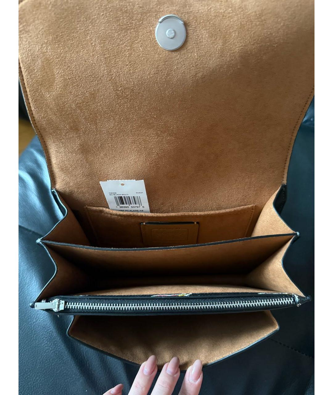 COACH Черная кожаная сумка через плечо, фото 4