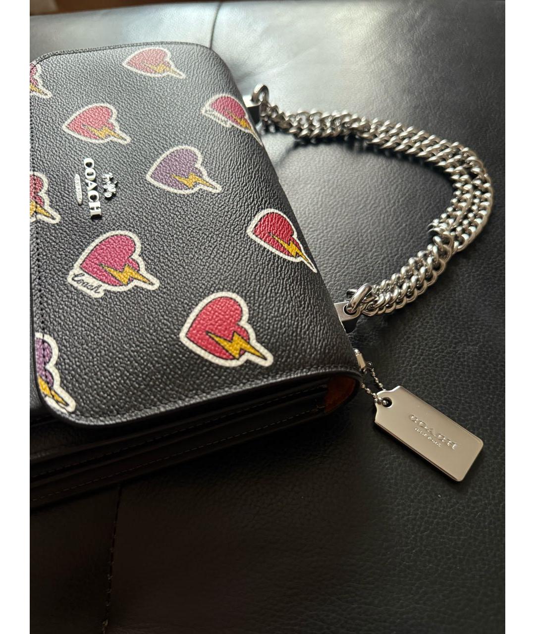 COACH Черная кожаная сумка через плечо, фото 2