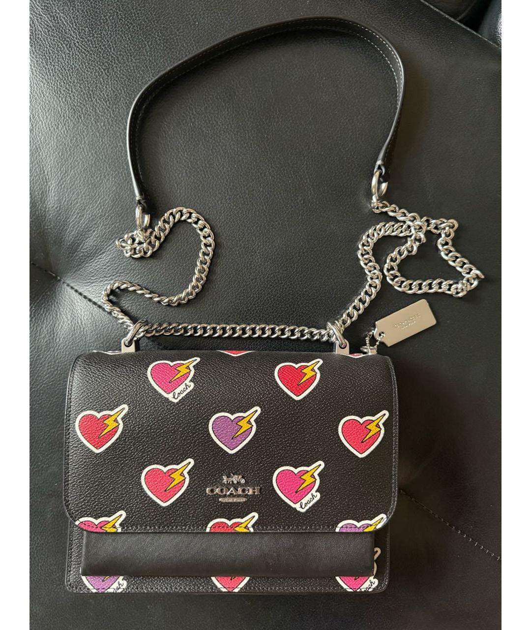 COACH Черная кожаная сумка через плечо, фото 5