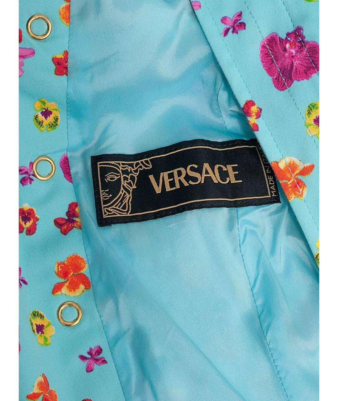 VERSACE Бирюзовая хлопковая куртка, фото 4
