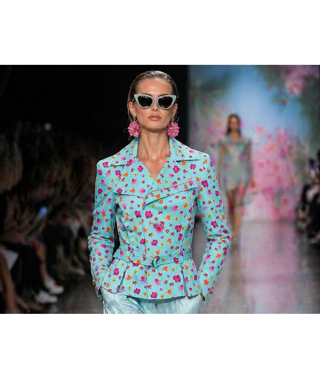 VERSACE Бирюзовая хлопковая куртка, фото 8