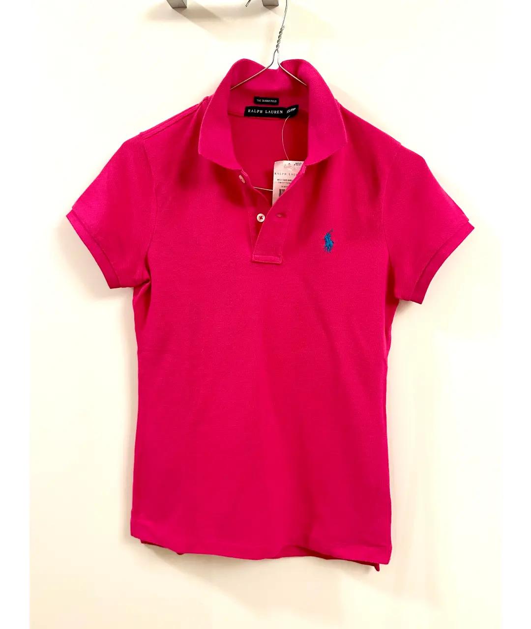 RALPH LAUREN Фуксия хлопковая футболка, фото 3