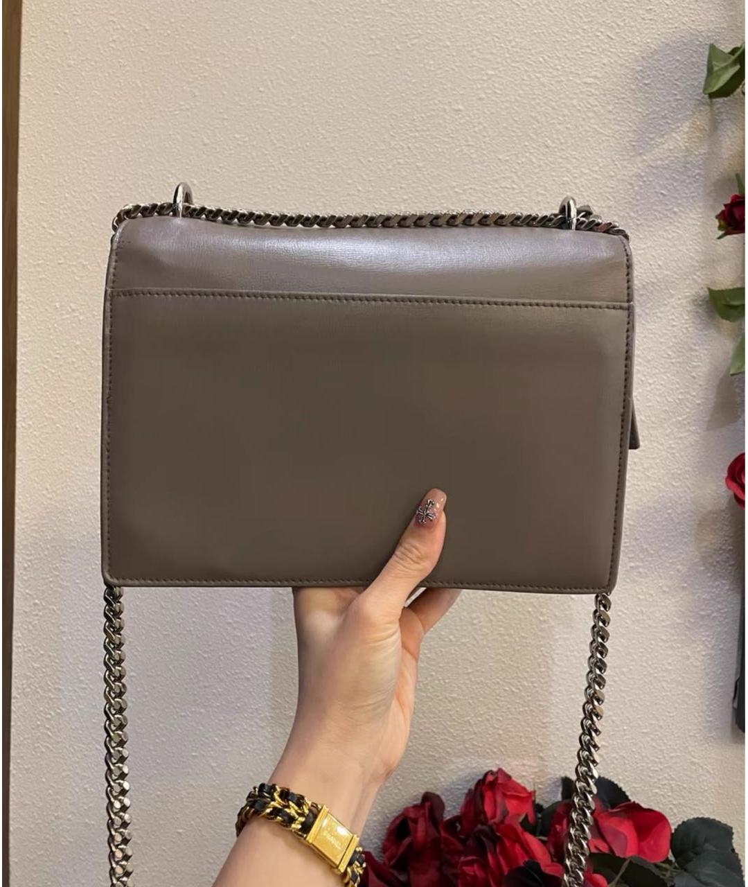 SAINT LAURENT Серая кожаная сумка через плечо, фото 5