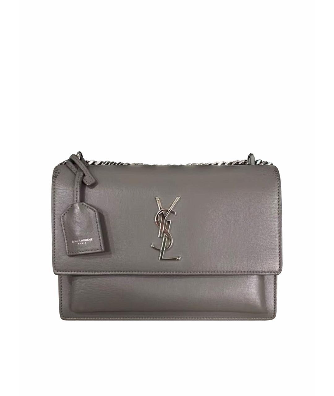 SAINT LAURENT Серая кожаная сумка через плечо, фото 1