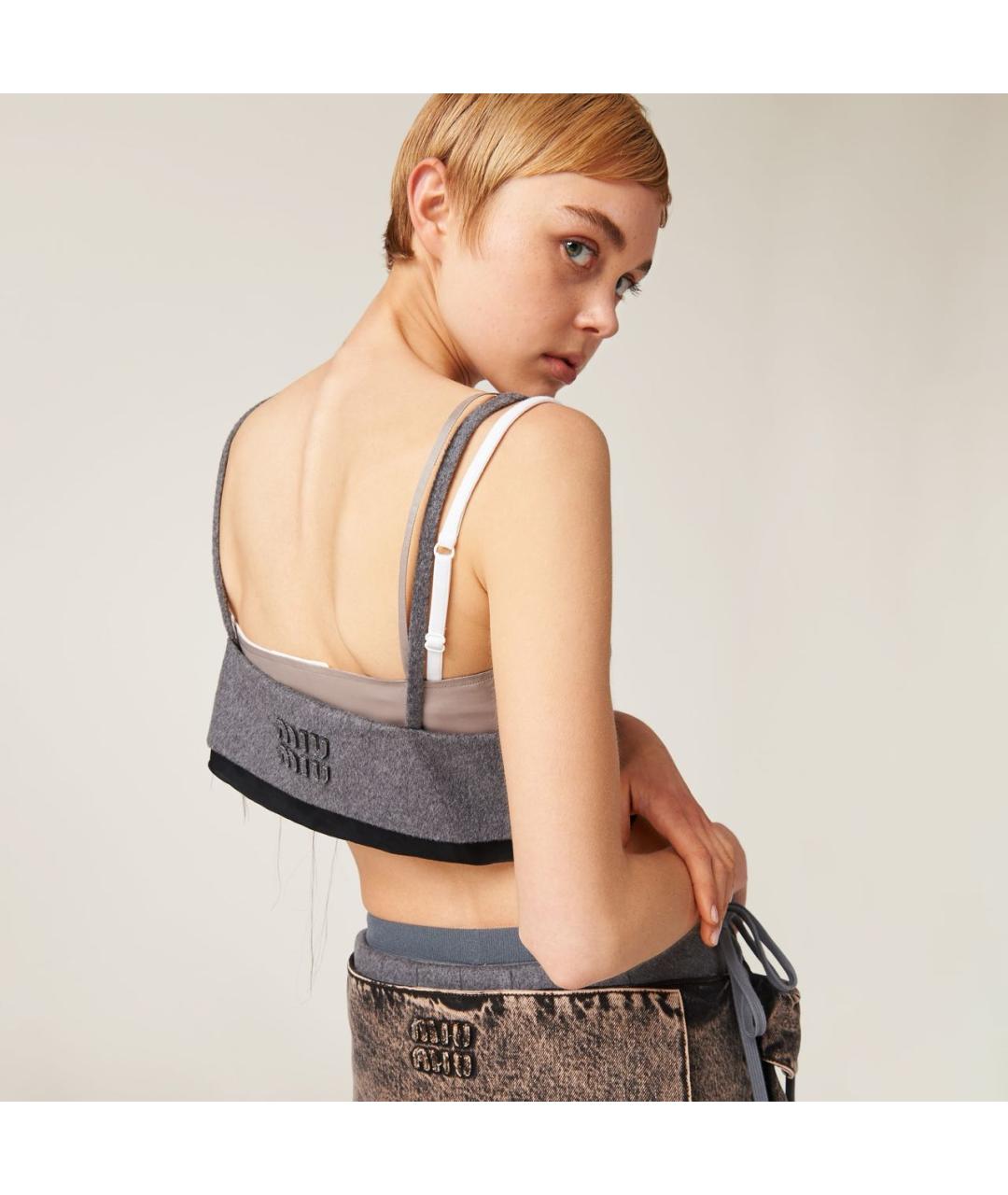 MIU MIU Серая майка, фото 4