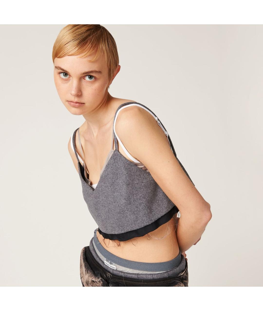 MIU MIU Серая майка, фото 7