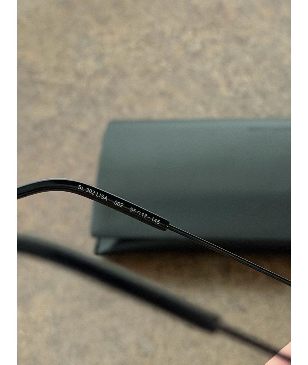 SAINT LAURENT Черные металлические солнцезащитные очки, фото 8