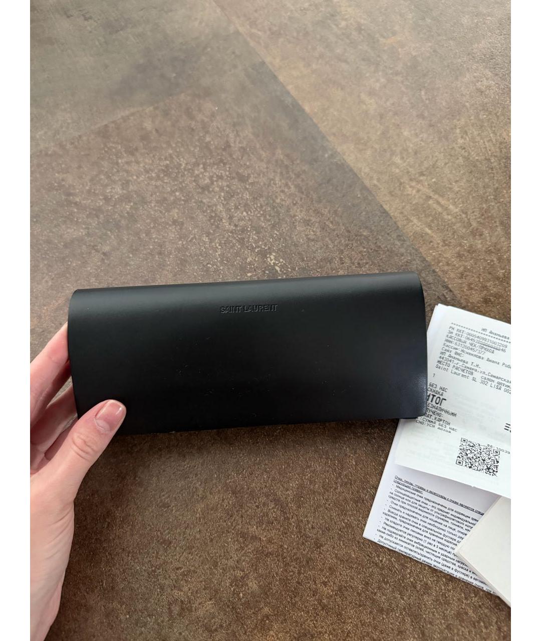 SAINT LAURENT Черные металлические солнцезащитные очки, фото 6