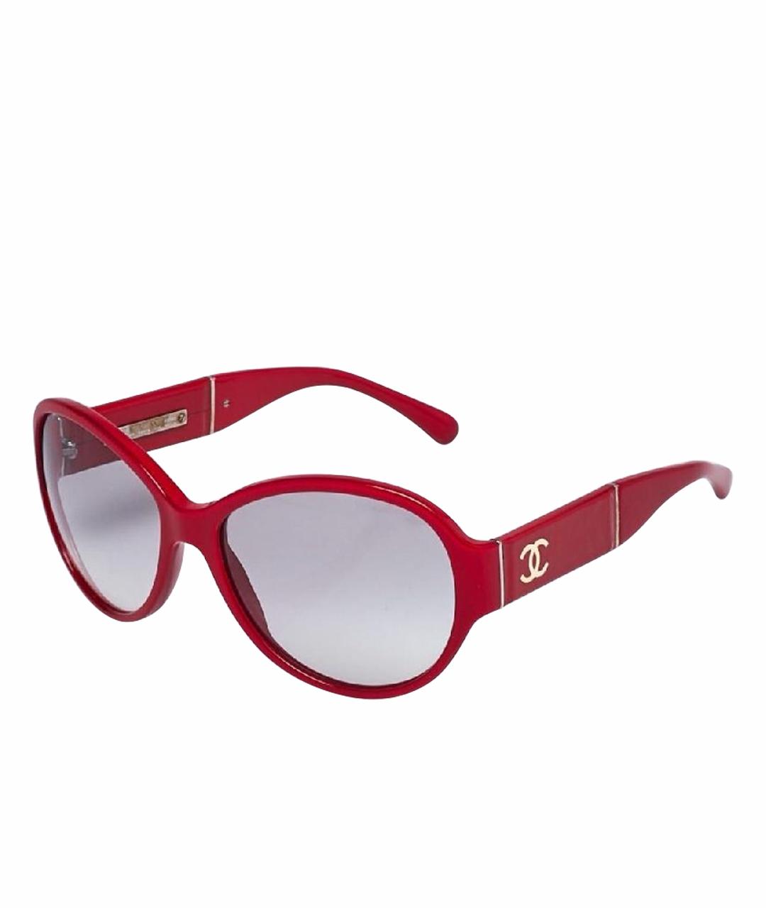 CHANEL Красные пластиковые солнцезащитные очки, фото 1