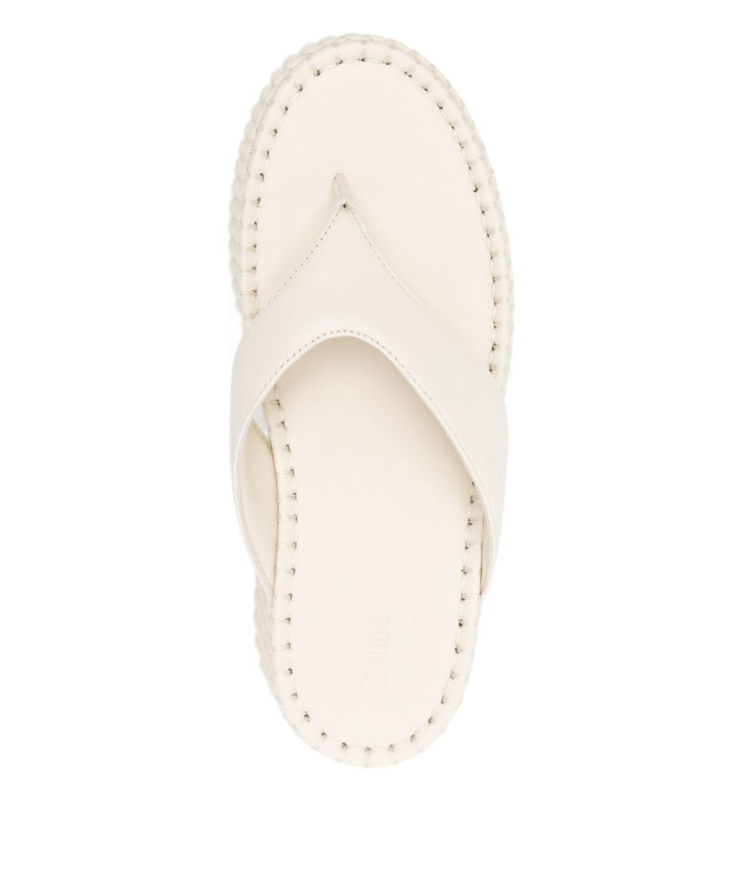 CHLOE Белые кожаные шлепанцы, фото 4