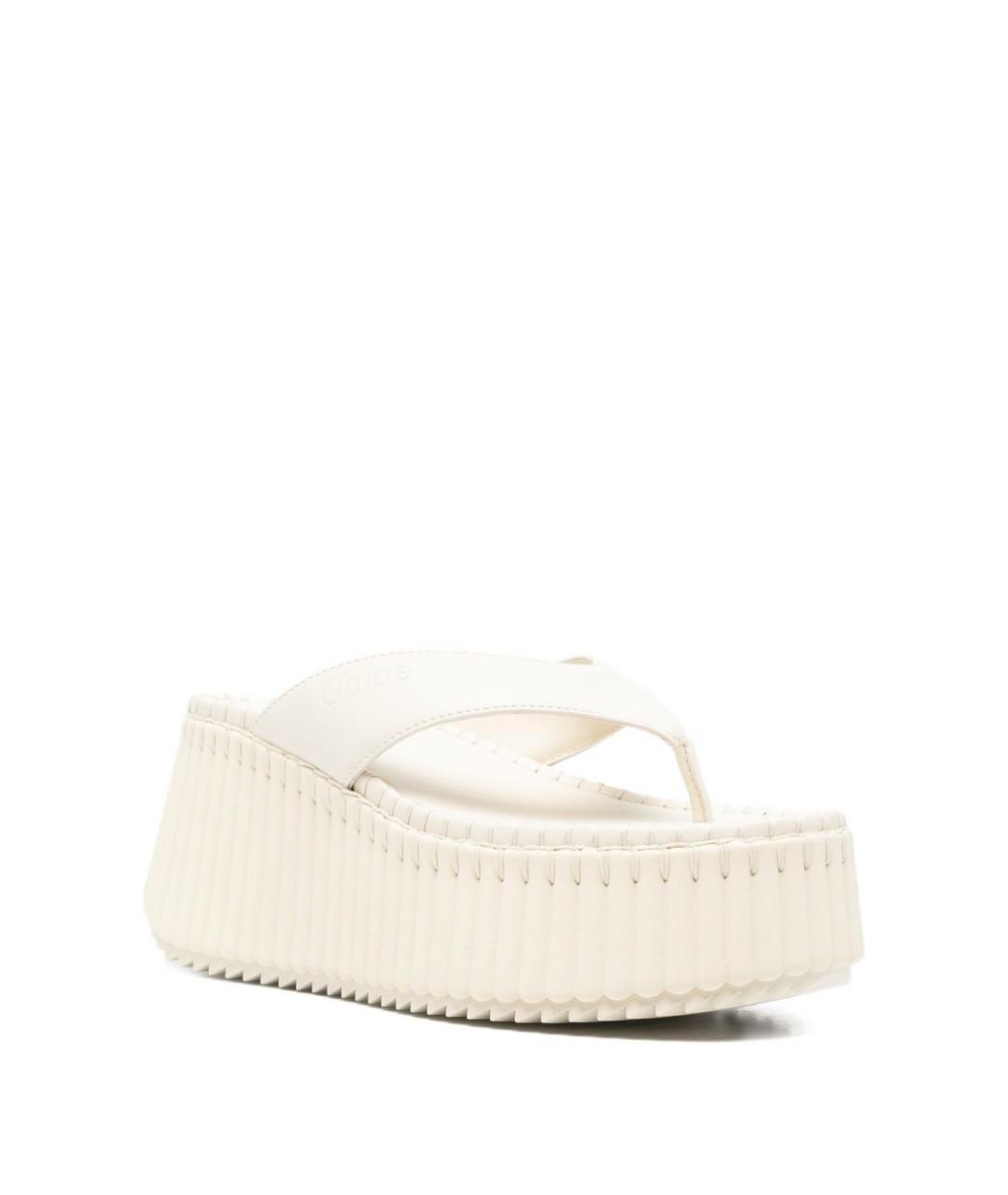 CHLOE Белые кожаные шлепанцы, фото 3