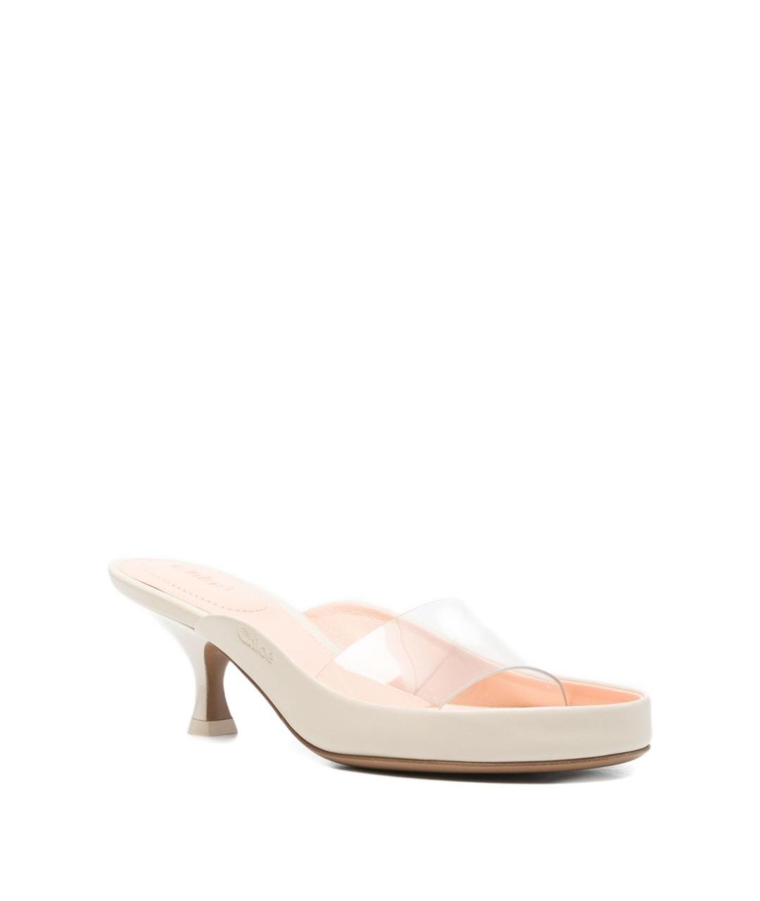 CHLOE Бежевые кожаные мюли, фото 4