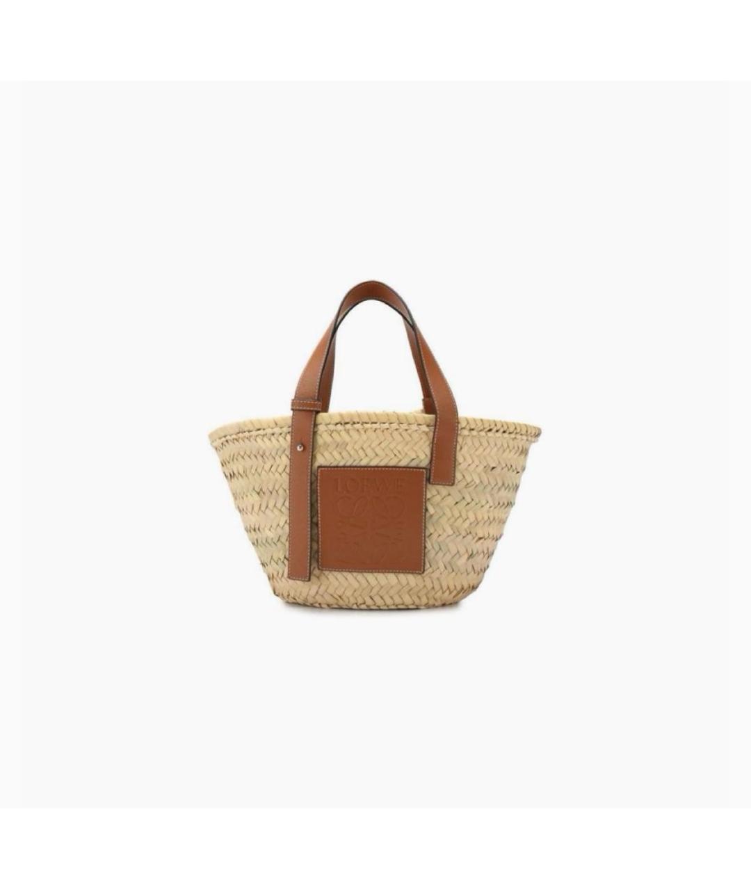 LOEWE Бежевая плетеная пляжная сумка, фото 7