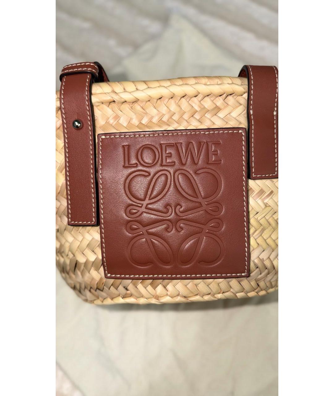LOEWE Бежевая плетеная пляжная сумка, фото 6