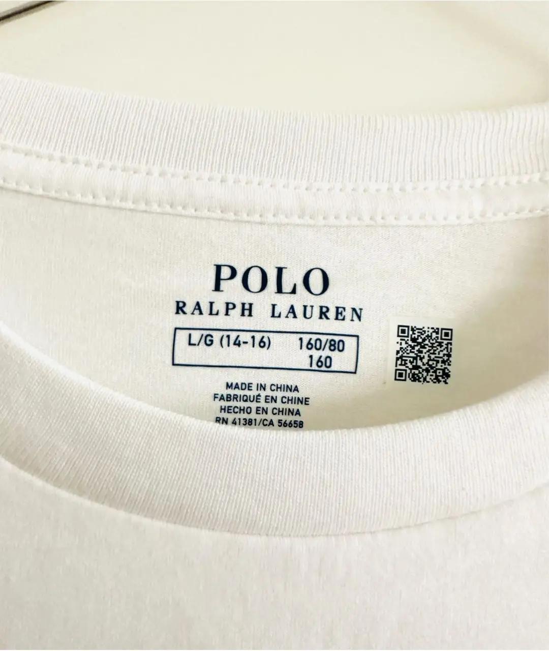 POLO RALPH LAUREN Белая хлопковая детская футболка, фото 3