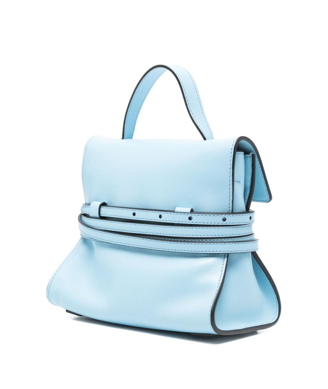 MOSCHINO Голубая кожаная сумка с короткими ручками, фото 4