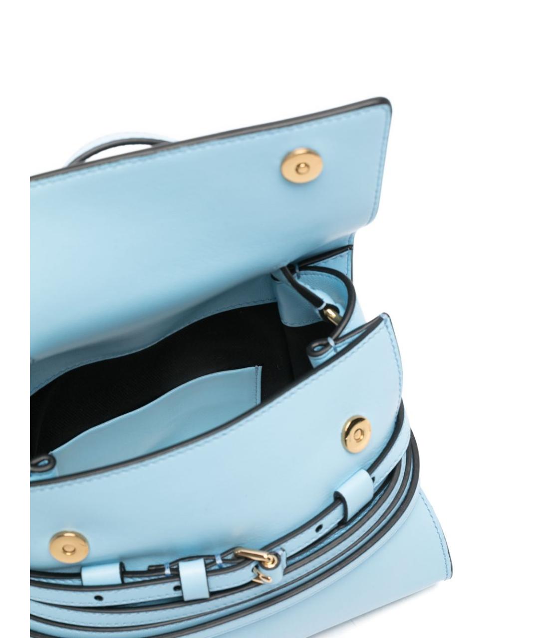 MOSCHINO Голубая кожаная сумка с короткими ручками, фото 2
