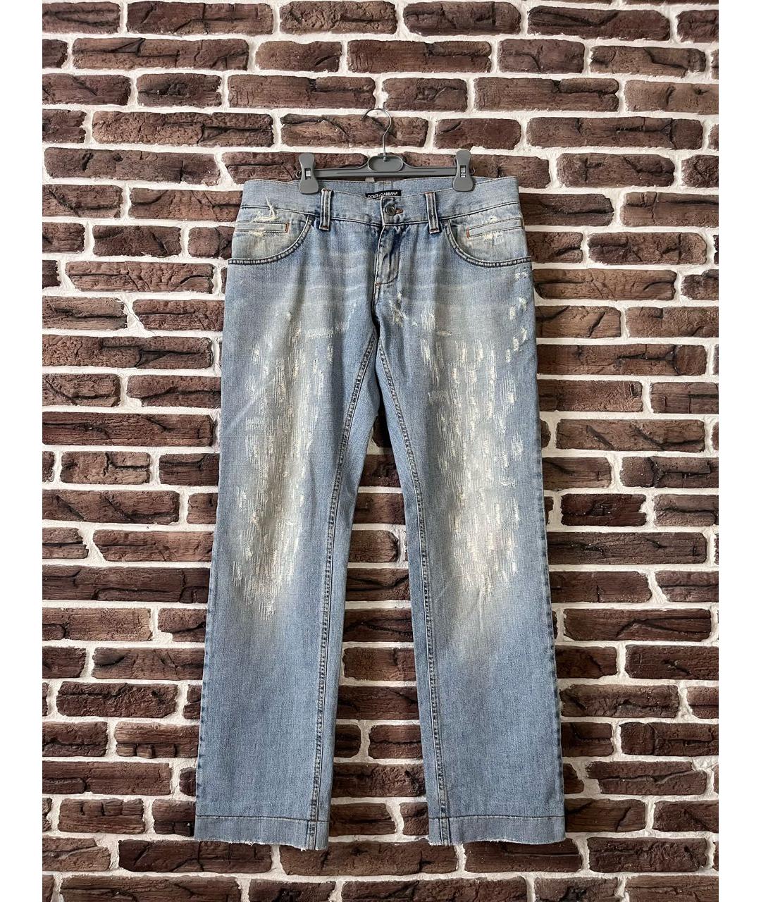 DOLCE&GABBANA Голубые хлопковые прямые джинсы, фото 6