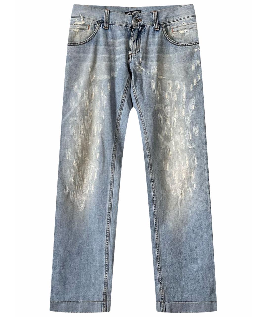 DOLCE&GABBANA Голубые хлопковые прямые джинсы, фото 1