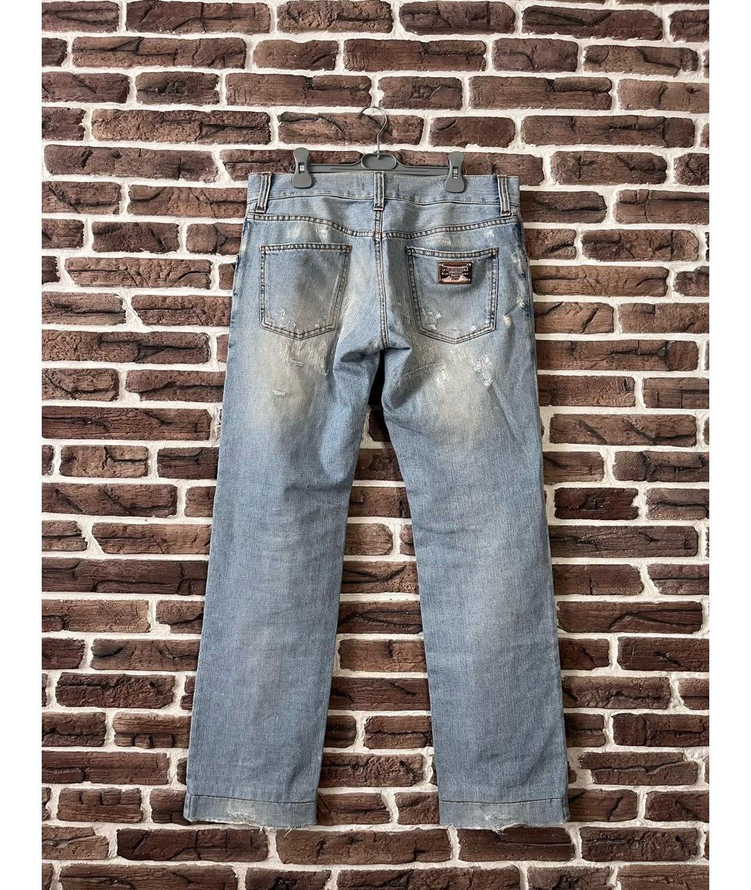 DOLCE&GABBANA Голубые хлопковые прямые джинсы, фото 2