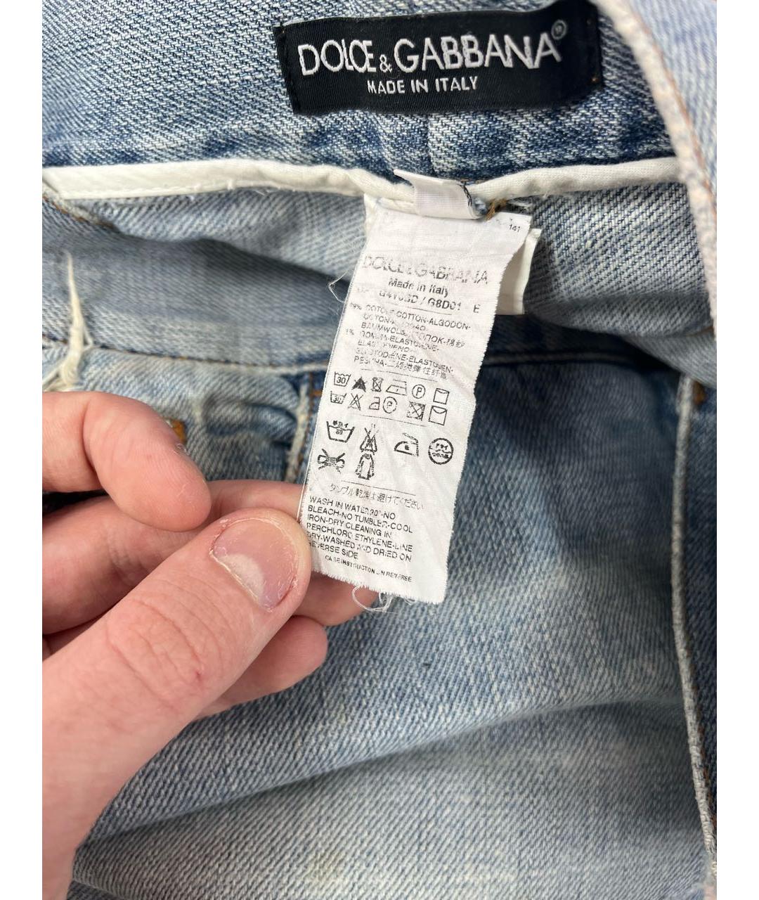 DOLCE&GABBANA Голубые хлопковые прямые джинсы, фото 5