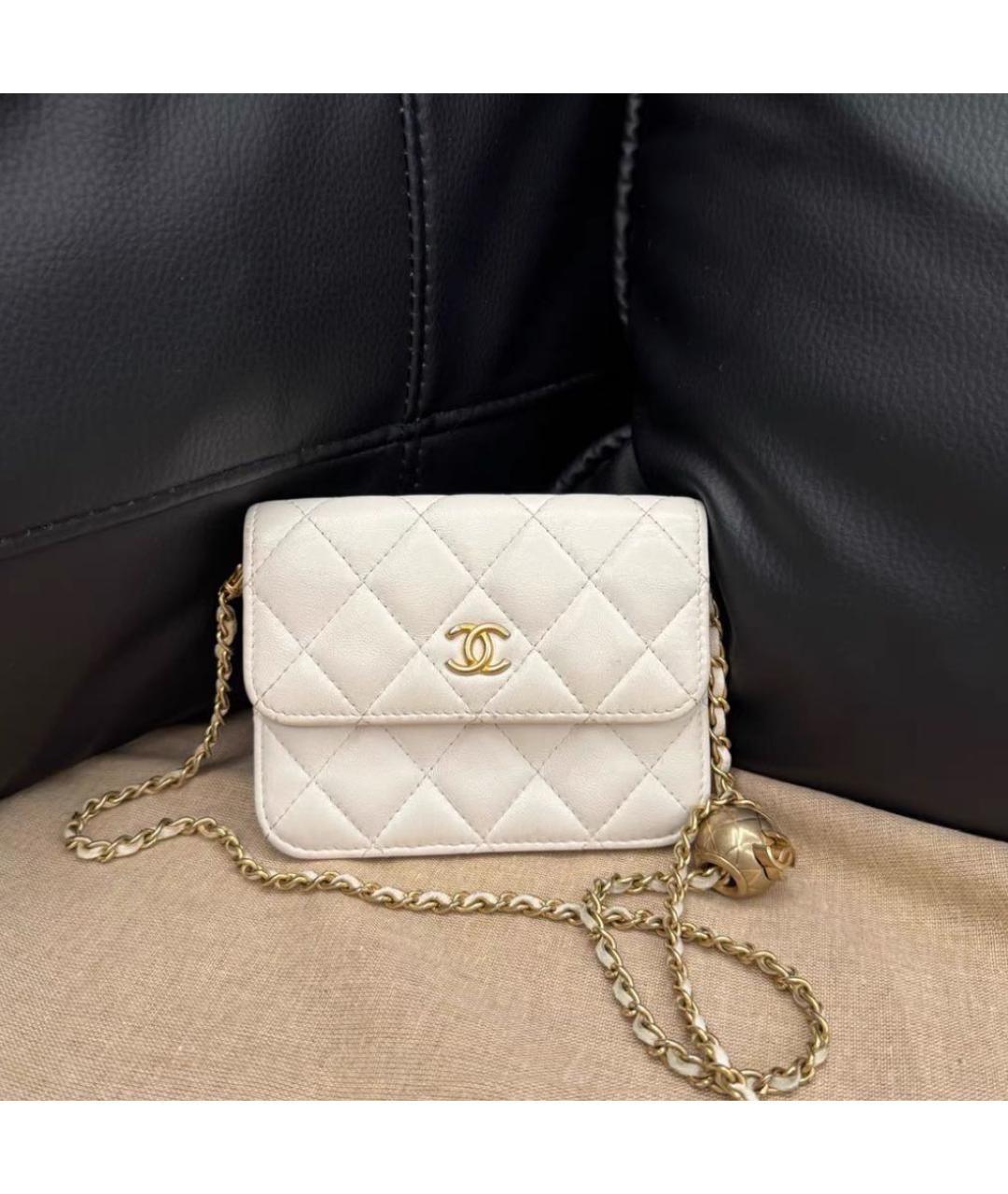CHANEL Белая кожаная сумка через плечо, фото 6