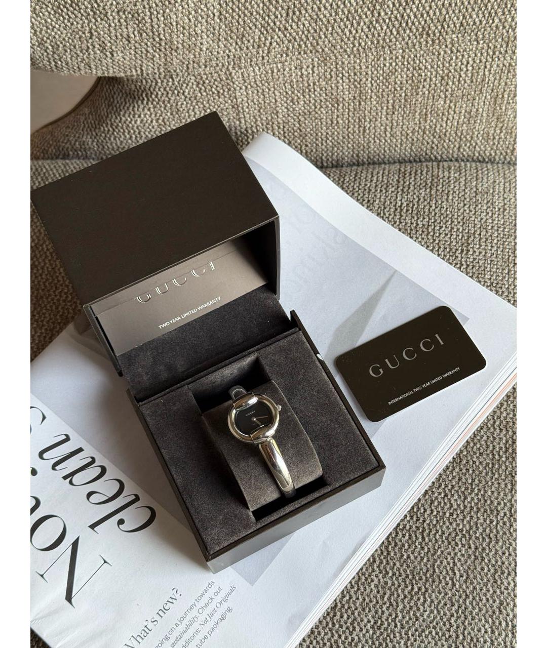 GUCCI Черные стальные часы, фото 5