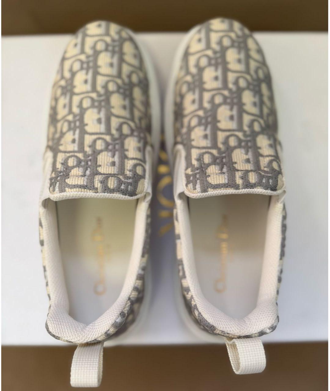 CHRISTIAN DIOR Серые текстильные слипоны, фото 3