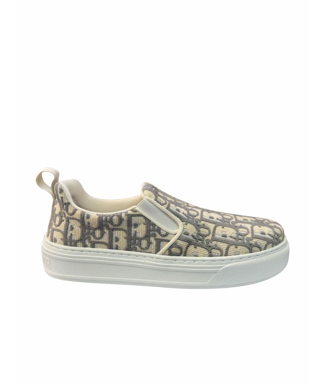 CHRISTIAN DIOR Серые текстильные слипоны, фото 1