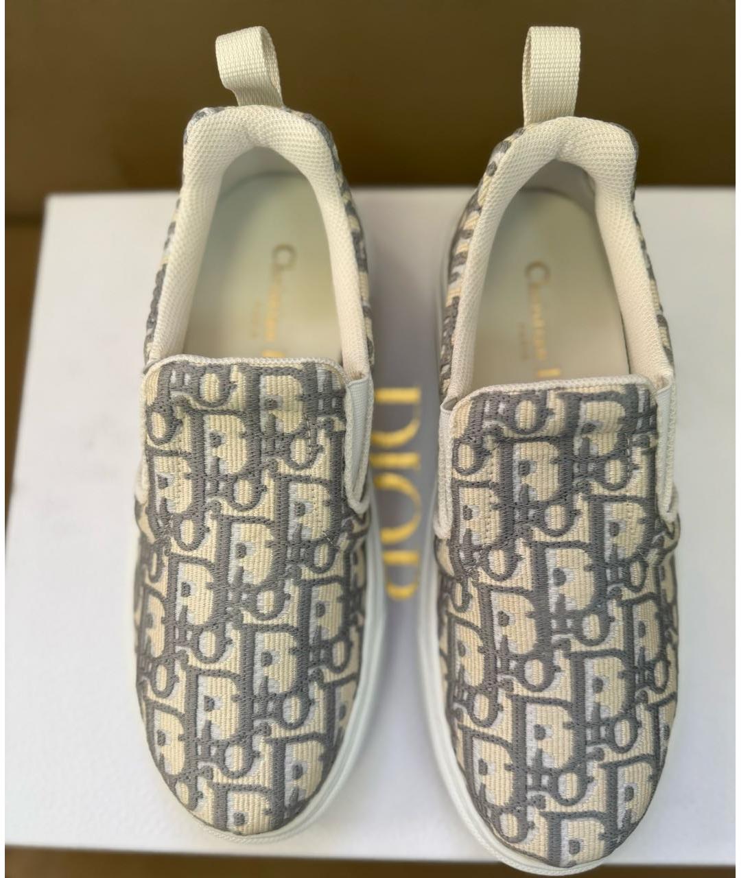 CHRISTIAN DIOR Серые текстильные слипоны, фото 2