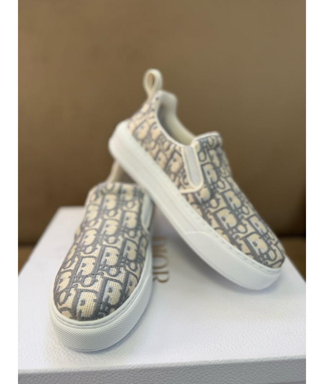 CHRISTIAN DIOR Серые текстильные слипоны, фото 5