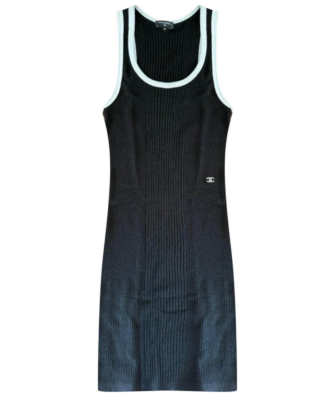 CHANEL Черное льняное повседневное платье, фото 1