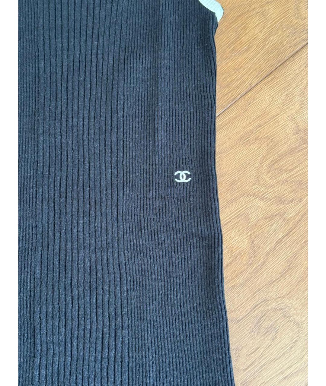 CHANEL Черное льняное повседневное платье, фото 2