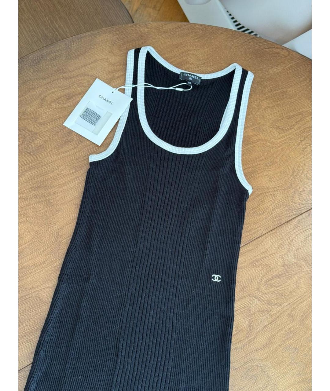 CHANEL Черное льняное повседневное платье, фото 7