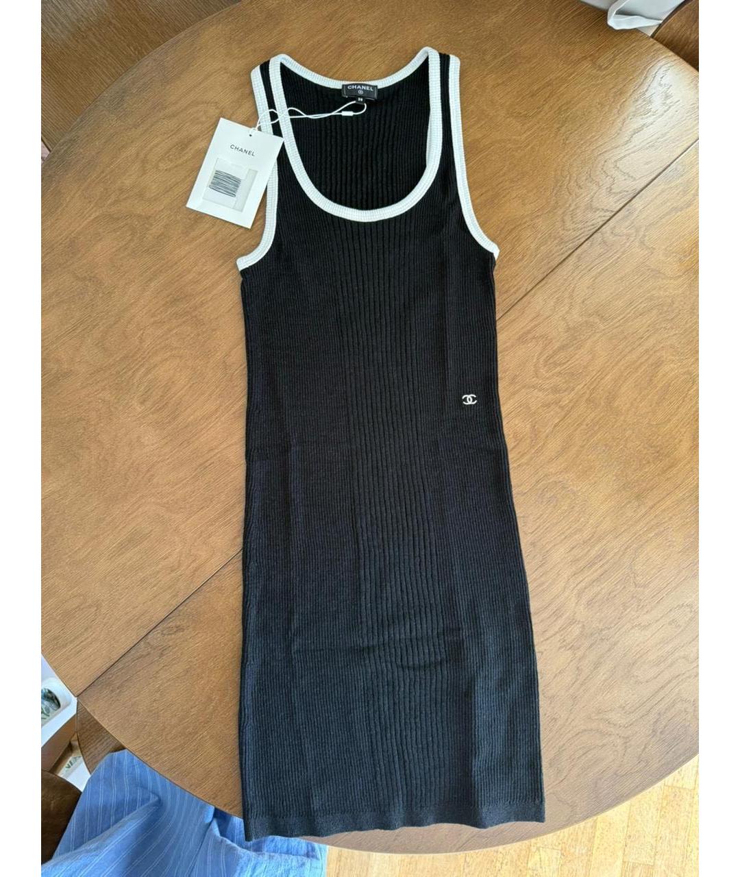 CHANEL Черное льняное повседневное платье, фото 8