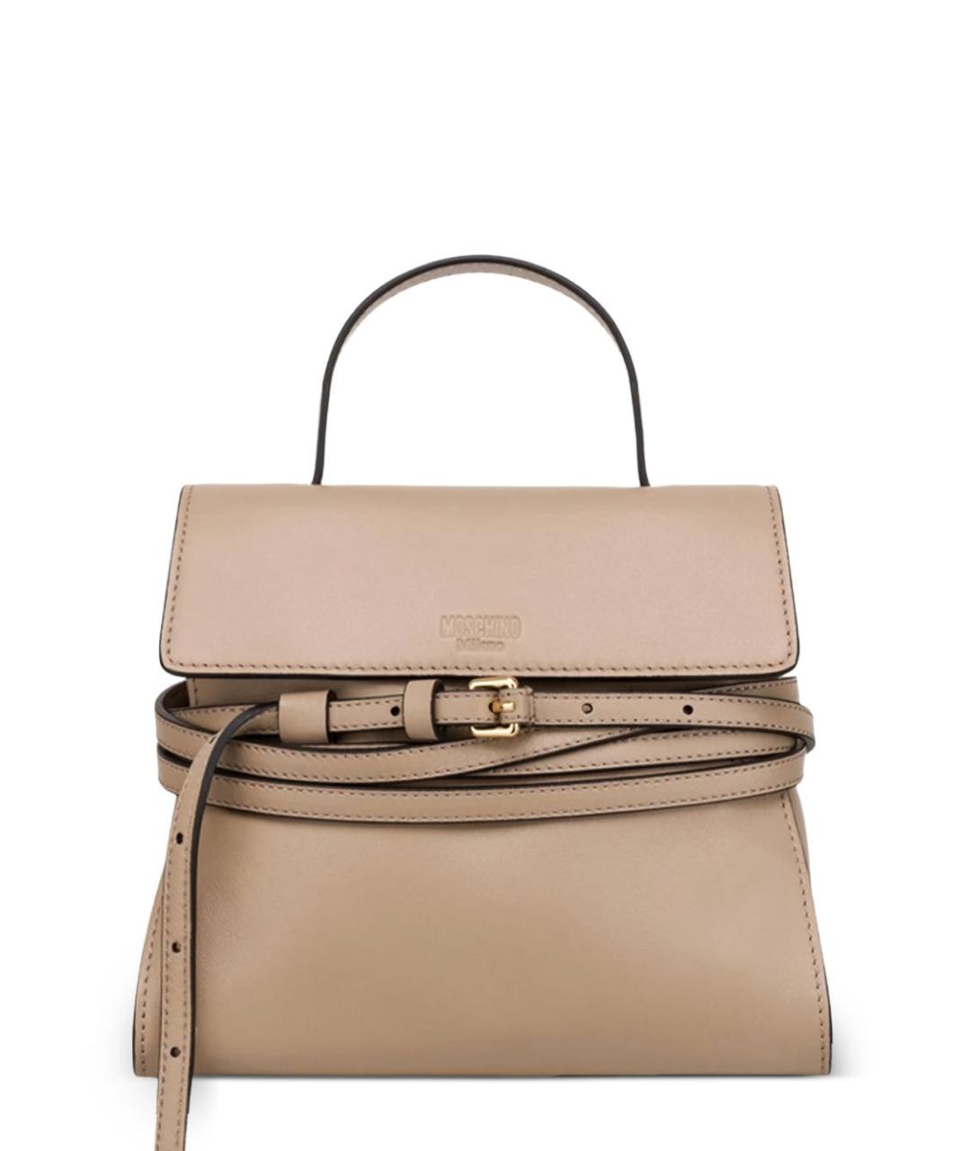 MOSCHINO Бежевая кожаная сумка с короткими ручками, фото 1