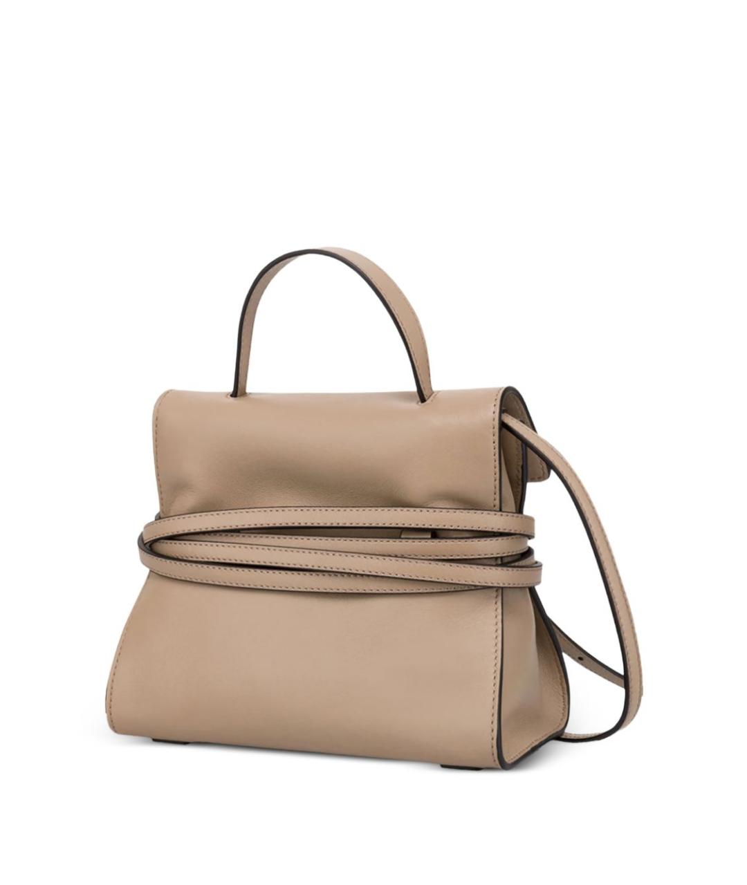 MOSCHINO Бежевая кожаная сумка с короткими ручками, фото 2