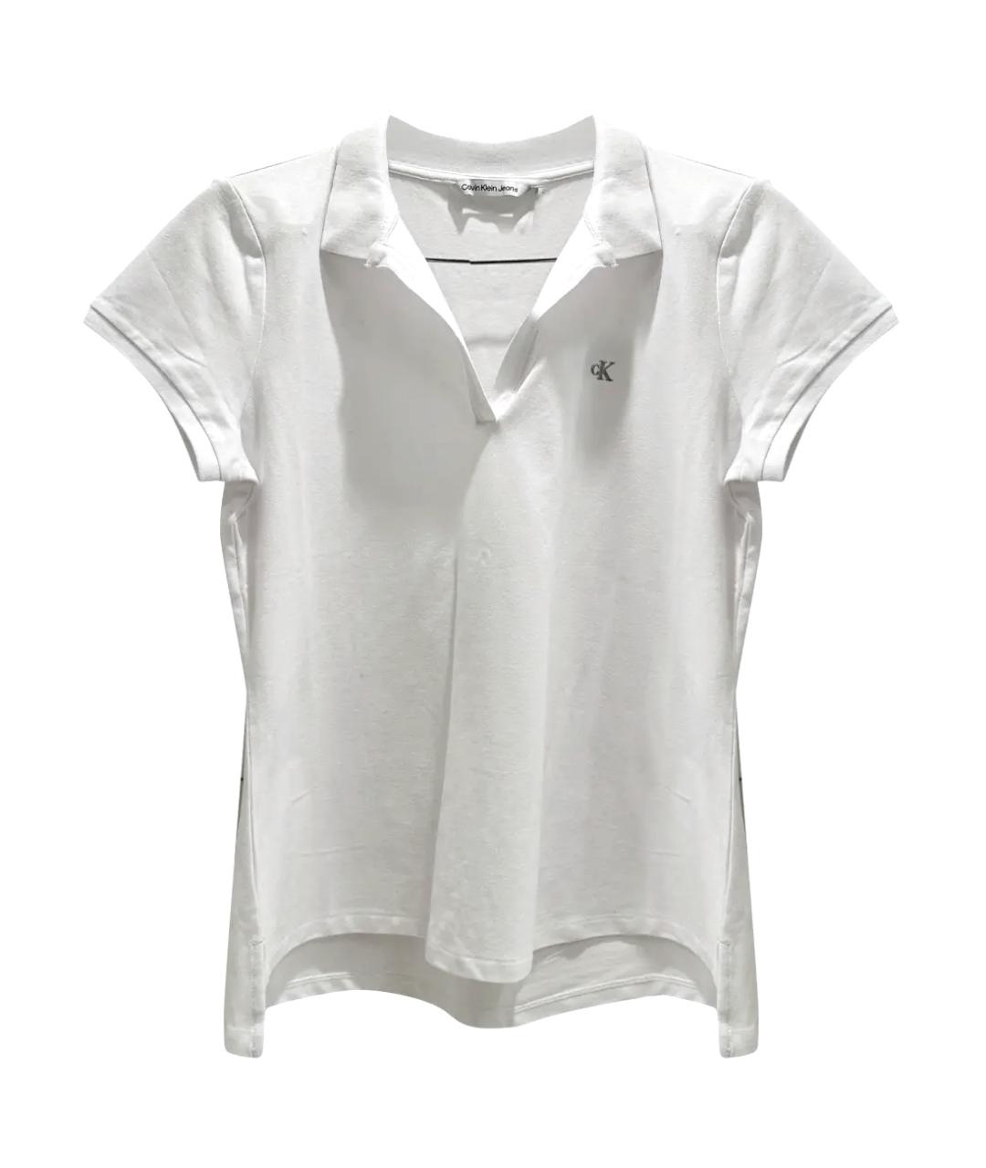 CALVIN KLEIN Белая хлопко-эластановая футболка, фото 1