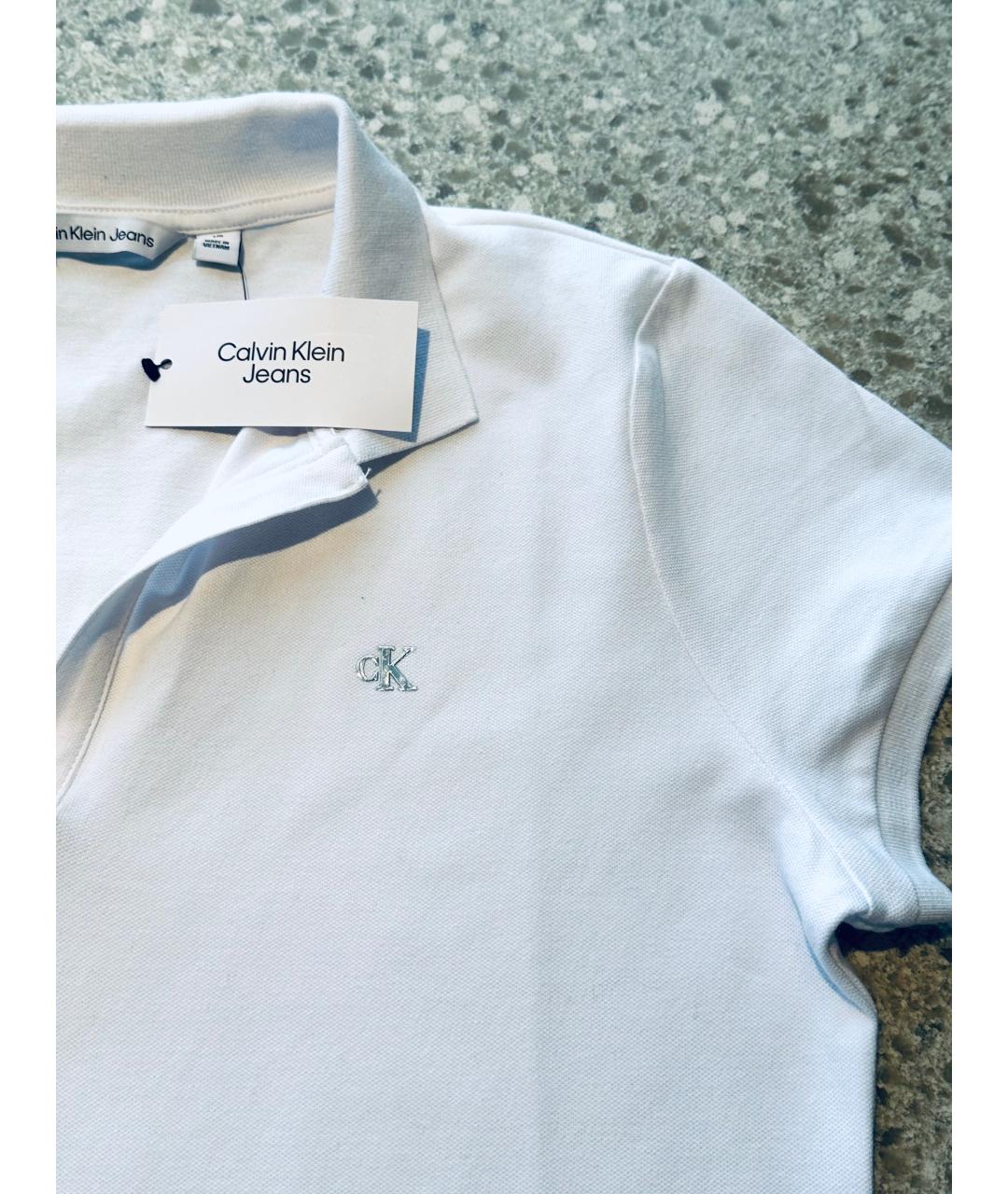 CALVIN KLEIN Белая хлопко-эластановая футболка, фото 3